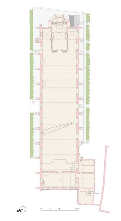 plan au 1/500 du  niveau supérieur, dessin sous AutoCad d'après un relevé régulier de 2004 © Alain Morelière / Région Bourgogne-Franche-Comté, Inventaire du patrimoine - 2010