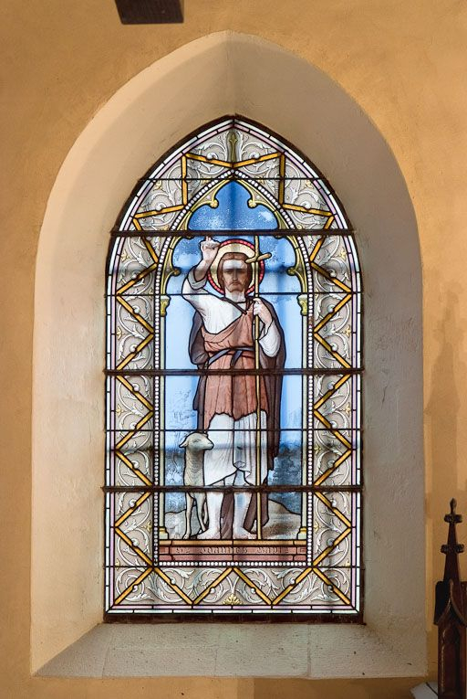 Vitrail : saint Jean-Baptiste. © Pierre-Marie Barbe-Richaud / Région Bourgogne-Franche-Comté, Inventaire du patrimoine - 2011