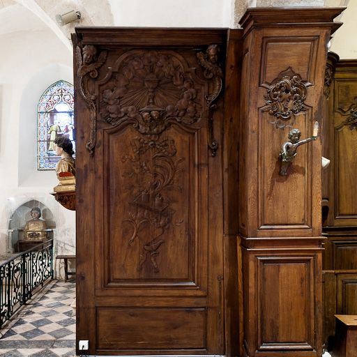 Lambris gauche avant l'arcade du choeur. © Pierre-Marie Barbe-Richaud / Région Bourgogne-Franche-Comté, Inventaire du patrimoine - 2011