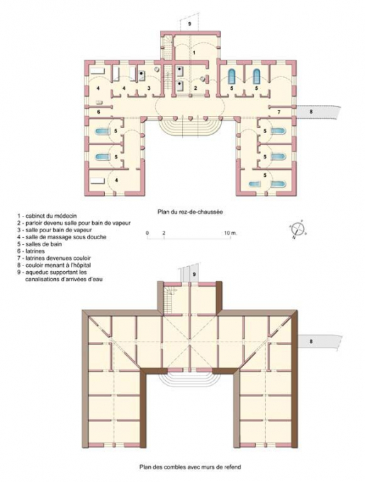 Plans schématiques du rez-de-chaussée et de l'étage. © Alain Morelière / Région Bourgogne-Franche-Comté, Inventaire du patrimoine - 2011 Plans schématiques du rez-de-chaussée et de l'étage. © Alain Morelière / Région Bourgogne-Franche-Comté, Inventaire du patrimoine - 2011