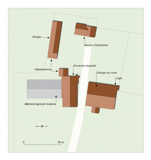 Plan masse au 1:500e. © Alain Morelière / Région Bourgogne-Franche-Comté, Inventaire du patrimoine - 2012