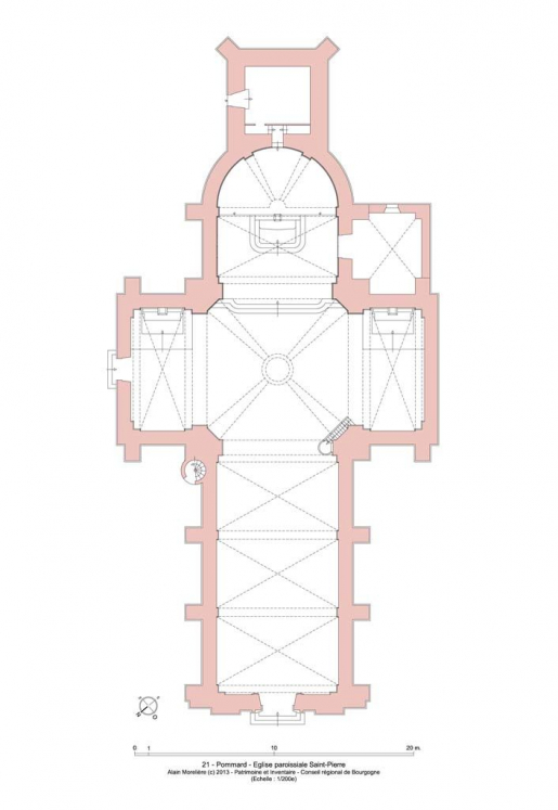 Plan schématique de l'église. © Alain Morelière / Région Bourgogne-Franche-Comté, Inventaire du patrimoine - 2013