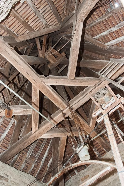 Charpente de la flèche du clocher. © Pierre-Marie Barbe-Richaud / Région Bourgogne-Franche-Comté, Inventaire du patrimoine - 2016
