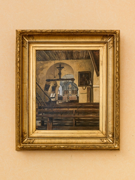 Tableau représentant l'intérieur de l'ancienne église d'Aloxe. © Pierre-Marie Barbe-Richaud / Région Bourgogne-Franche-Comté, Inventaire du patrimoine - 2016