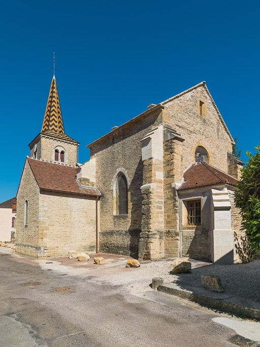 Elévation de trois quarts, côté chevet. © Pierre-Marie Barbe-Richaud / Région Bourgogne-Franche-Comté, Inventaire du patrimoine - 2016