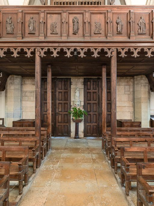 Le portail d'entrée et la tribune d'orgue. © Pierre-Marie Barbe-Richaud / Région Bourgogne-Franche-Comté, Inventaire du patrimoine - 2017