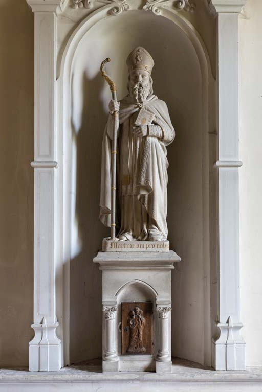 Statue et tabernacle de la chapelle sud : saint Martin. © Pierre-Marie Barbe-Richaud / Région Bourgogne-Franche-Comté, Inventaire du patrimoine - 2018