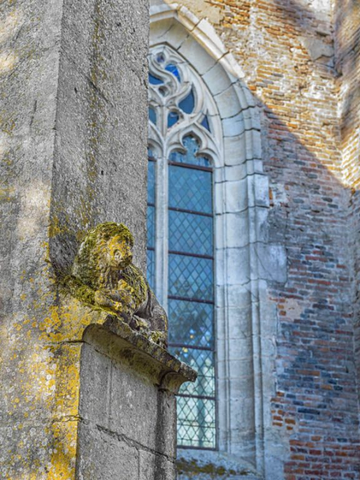 Sculpture animale sur le contrefort gauche de la chapelle gauche. © Thierry Kuntz / Région Bourgogne-Franche-Comté, Inventaire du patrimoine - 2018
