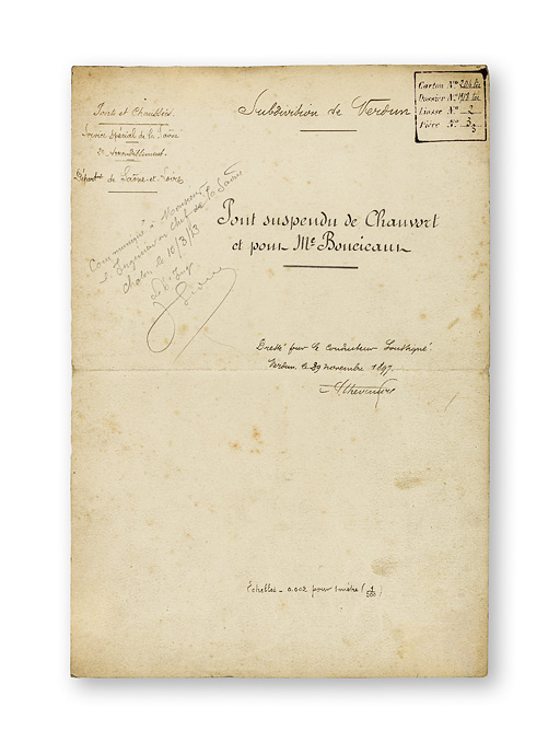 Pont suspendu de Chauvort et pont Me Boucicaut. Détail de la première page. © Thierry Kuntz / Région Bourgogne-Franche-Comté, Inventaire du patrimoine - 2019 Pont suspendu de Chauvort et pont Me Boucicaut. Détail de la première page. © Thierry Kuntz / Région Bourgogne-Franche-Comté, Inventaire du patrimoine - 2019