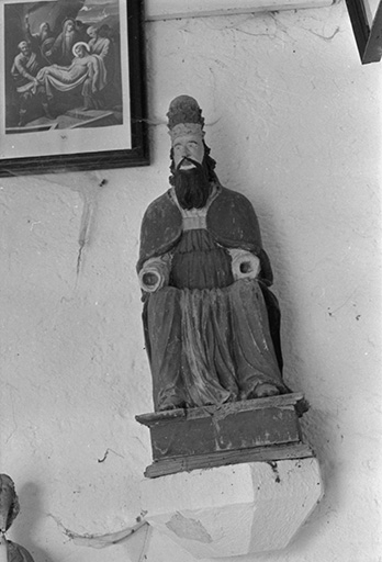 Statue de saint Pierre, bois, XVIIe siècle : vue de face © Guy Forestier / Région Bourgogne-Franche-Comté, Inventaire du patrimoine - 1974