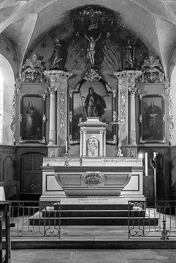 Maître-autel et de son retable : vue d'ensemble. © Guy Forestier / Région Bourgogne-Franche-Comté, Inventaire du patrimoine - 1974