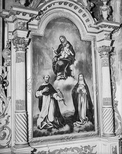 Détail : peinture sur toile. © Yves Sancey / Région Bourgogne-Franche-Comté, Inventaire du patrimoine - 1975