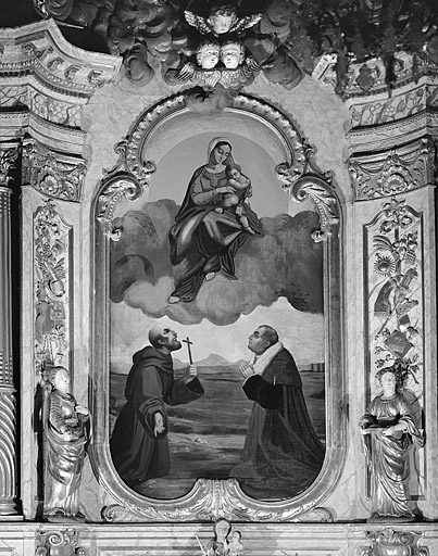 Autel-retable latéral droit : peinture sur toile. © Yves Sancey / Région Bourgogne-Franche-Comté, Inventaire du patrimoine - 1975