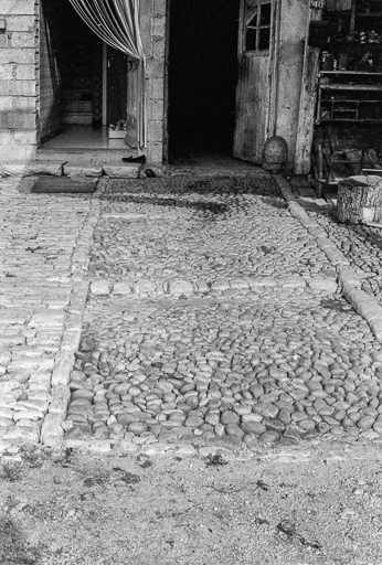 Ferme : entrée pavée de l'allée centrale destinée aux chevaux. © Gilbert Poinsot / Région Bourgogne-Franche-Comté, Inventaire du patrimoine - 1975