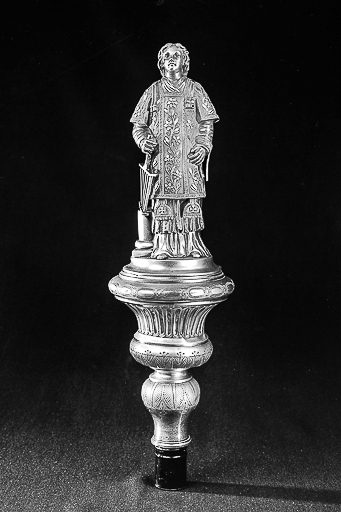 Bâton de procession (bâton de confrérie) de saint Laurent, vue de face. © Yves Sancey / Région Bourgogne-Franche-Comté, Inventaire du patrimoine - 1976