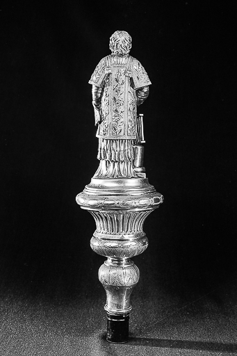 Bâton de procession (bâton de confrérie) de saint Laurent, vue du revers. © Yves Sancey / Région Bourgogne-Franche-Comté, Inventaire du patrimoine - 1976
