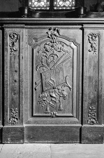 Devant de stalles : l'Evangile. © Dominique Humbert / Région Bourgogne-Franche-Comté, Inventaire du patrimoine - 1976