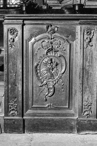 Devant de stalles : saint Mathieu. © Dominique Humbert / Région Bourgogne-Franche-Comté, Inventaire du patrimoine - 1976