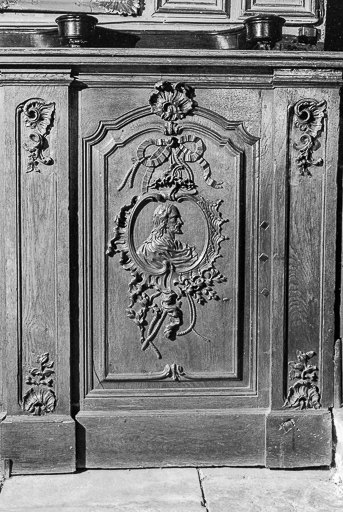 Devant de stalles : Christ. © Dominique Humbert / Région Bourgogne-Franche-Comté, Inventaire du patrimoine - 1976