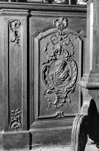 Devant de stalles : saint Marc. © Dominique Humbert / Région Bourgogne-Franche-Comté, Inventaire du patrimoine - 1976