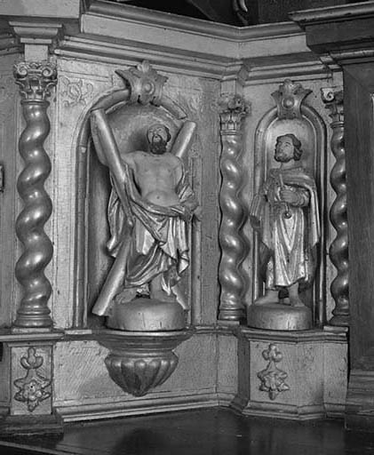 Aile droite du tabernacle : saint André et saint Pierre © Yves Sancey / Région Bourgogne-Franche-Comté, Inventaire du patrimoine - 1977