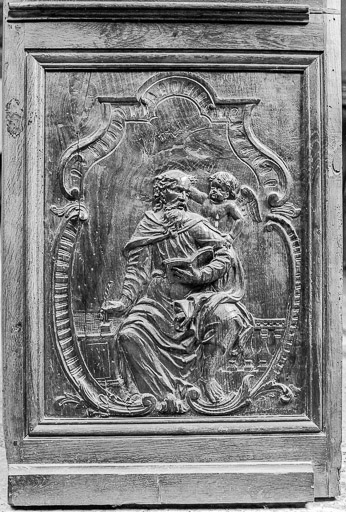 Premier panneau de la cuve : saint Matthieu. © Yves Sancey / Région Bourgogne-Franche-Comté, Inventaire du patrimoine - 1977