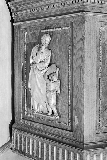 Premier panneau de la cuve : Saint Matthieu. © Yves Sancey / Région Bourgogne-Franche-Comté, Inventaire du patrimoine - 1977