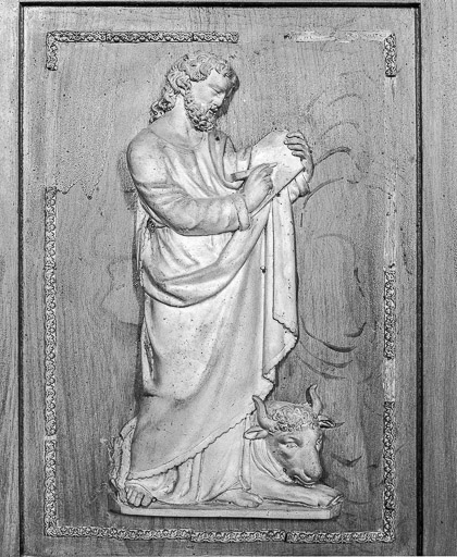 Troisième panneau de la cuve : Saint Luc. © Yves Sancey / Région Bourgogne-Franche-Comté, Inventaire du patrimoine - 1977