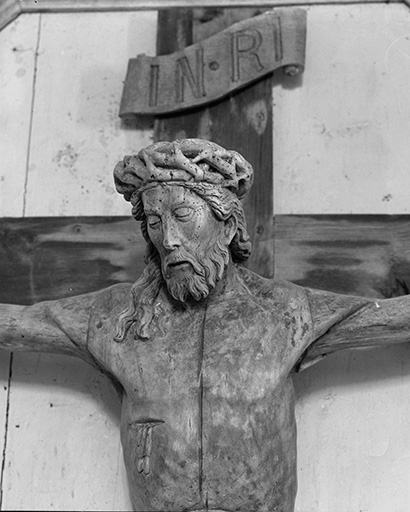 Détail : buste et tête du Christ. © Yves Sancey / Région Bourgogne-Franche-Comté, Inventaire du patrimoine - 1977