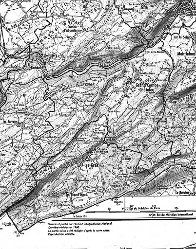 Carte de la localisation des fermes inventoriées. © Dominique Dominguez / Région Bourgogne-Franche-Comté, Inventaire du patrimoine - 1978