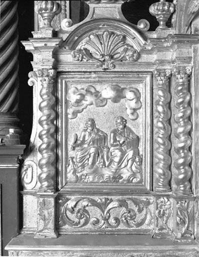 Aile gauche du tabernacle : saint Jean et saint Luc. © Yves Sancey / Région Bourgogne-Franche-Comté, Inventaire du patrimoine - 1978