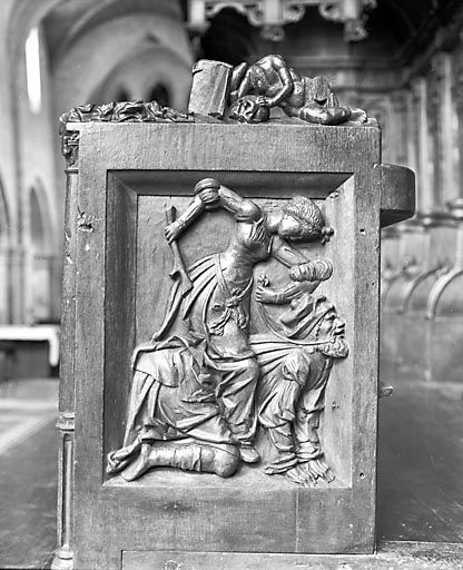 Jouée VI des stalles nord. © Yves Sancey / Région Bourgogne-Franche-Comté, Inventaire du patrimoine - 1978