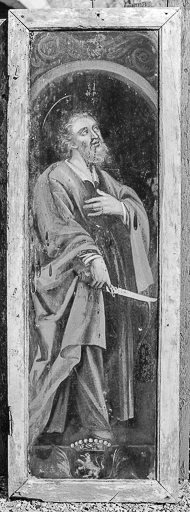 Panneau gauche, verso : saint Barthélemy © Yves Sancey / Région Bourgogne-Franche-Comté, Inventaire du patrimoine - 1978