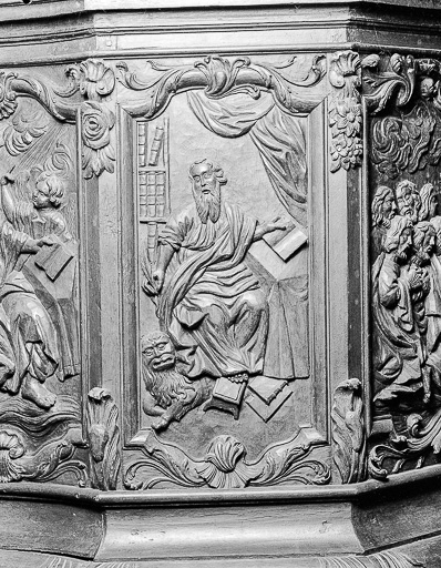 2e panneau de la cuve : saint Marc. © Yves Sancey / Région Bourgogne-Franche-Comté, Inventaire du patrimoine - 1978