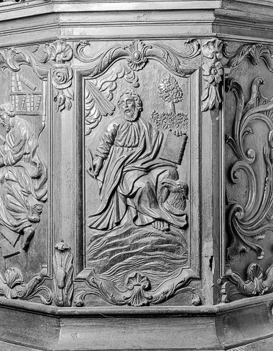 5e panneau de la cuve : saint Jean. © Yves Sancey / Région Bourgogne-Franche-Comté, Inventaire du patrimoine - 1978