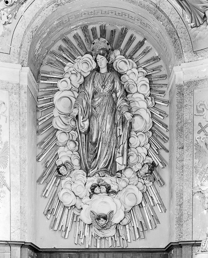 Elément d'autel-retable : statue, Immaculée Conception (?). © Yves Sancey / Région Bourgogne-Franche-Comté, Inventaire du patrimoine - 1978