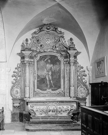 Vue d'ensemble de l'autel secondaire sud. © Yves Sancey / Région Bourgogne-Franche-Comté, Inventaire du patrimoine - 1979