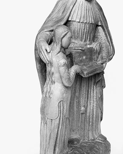 Groupe : éducation de la Vierge, de profil droit. © Dominique Dominguez / Région Bourgogne-Franche-Comté, Inventaire du patrimoine - 1979