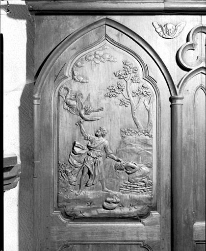 Bas-relief : le Sacrifice d'Abraham. © Yves Sancey / Région Bourgogne-Franche-Comté, Inventaire du patrimoine - 1979