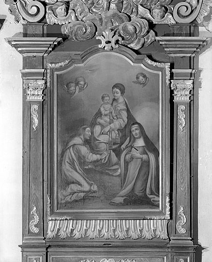 Tableau de l'autel secondaire sud : Donation du Scapulaire (La) © Yves Sancey / Région Bourgogne-Franche-Comté, Inventaire du patrimoine - 1979