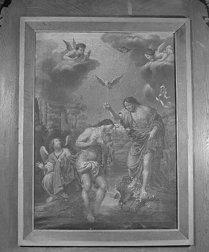 Peinture sur toile : le baptême du Christ. © Yves Sancey / Région Bourgogne-Franche-Comté, Inventaire du patrimoine - 1979