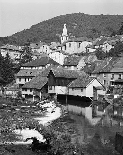 Vue générale depuis la rive gauche de la Loue. © Yves Sancey / Région Bourgogne-Franche-Comté, Inventaire du patrimoine - 1981