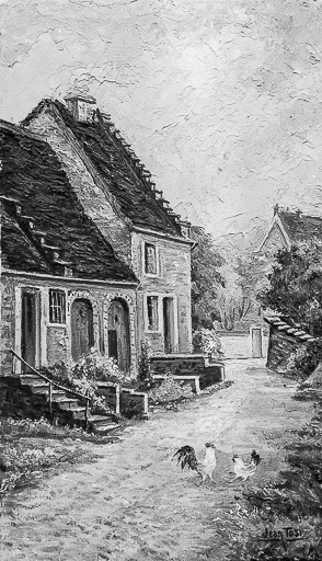 Fermes situées rue des Guichard : façades antérieures vue de trois quarts gauche. © Yves Sancey / Région Bourgogne-Franche-Comté, Inventaire du patrimoine - 1981