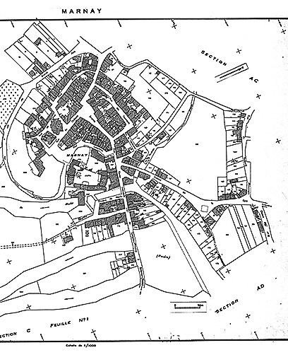 Extrait du cadastre de 1961, section AB. © Yves Sancey / Région Bourgogne-Franche-Comté, Inventaire du patrimoine - 1981