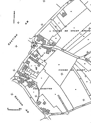 Extrait du cadastre de 1961, section AC. © Yves Sancey / Région Bourgogne-Franche-Comté, Inventaire du patrimoine - 1981