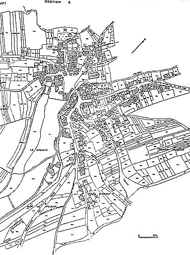 Plan portant le repérage. Extrait du cadastre de 1958, section C3. © Yves Sancey / Région Bourgogne-Franche-Comté, Inventaire du patrimoine - 1981