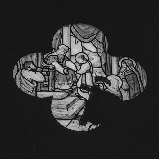 Baie 107 : Présentation de la Vierge au Temple. © Jean-Luc Ligier / Région Bourgogne-Franche-Comté, Inventaire du patrimoine - 1982