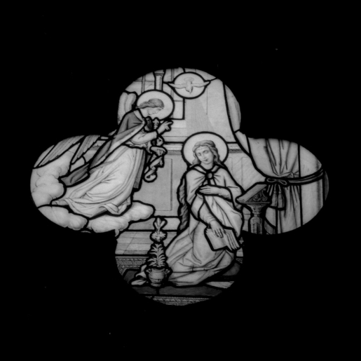 Baie 111 : Annonciation. © Jean-Luc Ligier / Région Bourgogne-Franche-Comté, Inventaire du patrimoine - 1982