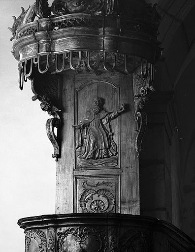 Panneau du dorsal : saint Augustin. © Yves Sancey / Région Bourgogne-Franche-Comté, Inventaire du patrimoine - 1982