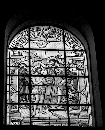 Baie n° 107 : Baptême du Christ. © Jean-Luc Ligier / Région Bourgogne-Franche-Comté, Inventaire du patrimoine - 1982